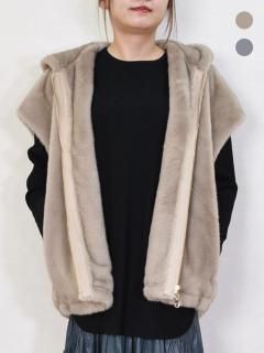 PASSIONE (パシオーネ) ファーフード付きベストの商品画像