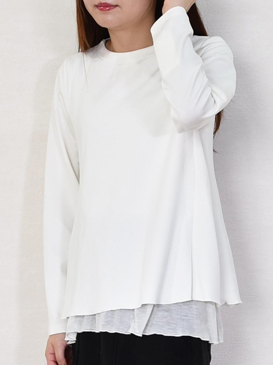 ayane(アヤン)ボンディングシアーニット・レイヤードフレアロンT