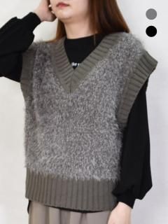 mink chair (ミンクチェアー) Vネック モールニットベストの商品画像