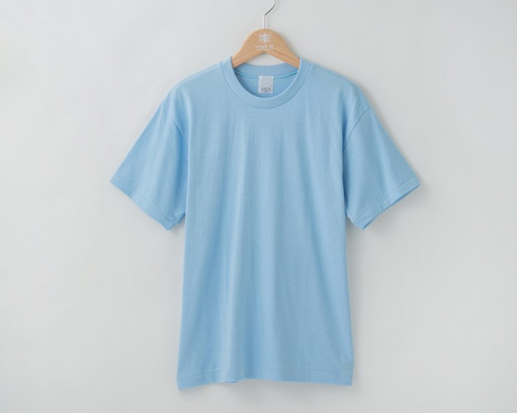 久米繊維謹製 楽 Tシャツ 半袖 水色 久米繊維オンラインショップ 日本製 国産 無地tシャツ