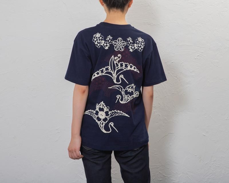 北斎Tシャツ 鶴の文様 - 久米繊維オンラインショップ | 日本製・国産