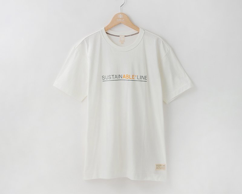 Sustainable Line ロゴ 白 久米繊維オンラインショップ 日本製 国産 無地tシャツ