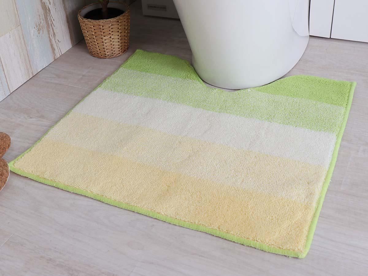 洗濯ok 全6色のシンプルトイレマット アウリス ボーダー グリーン ラグ カーペット通販 びっくりカーペット 洗濯ok 全6色のシンプルトイレマット アウリス ボーダー グリーン ラグ カーペット通販 びっくりカーペット