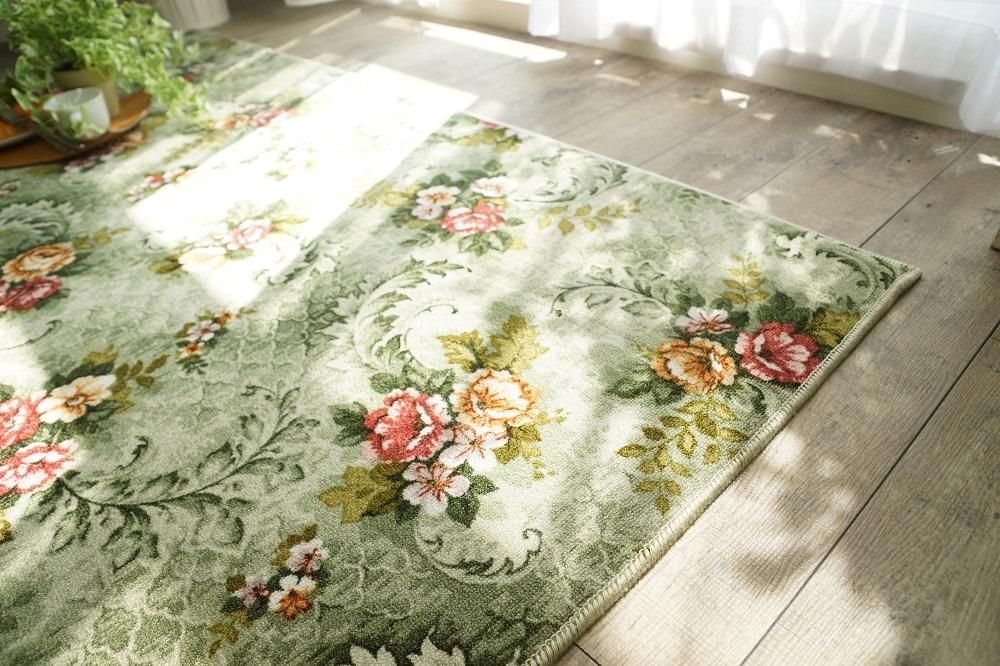 はっ水効果！美しいフラワーデザインのナイロンラグ TULLE チュール