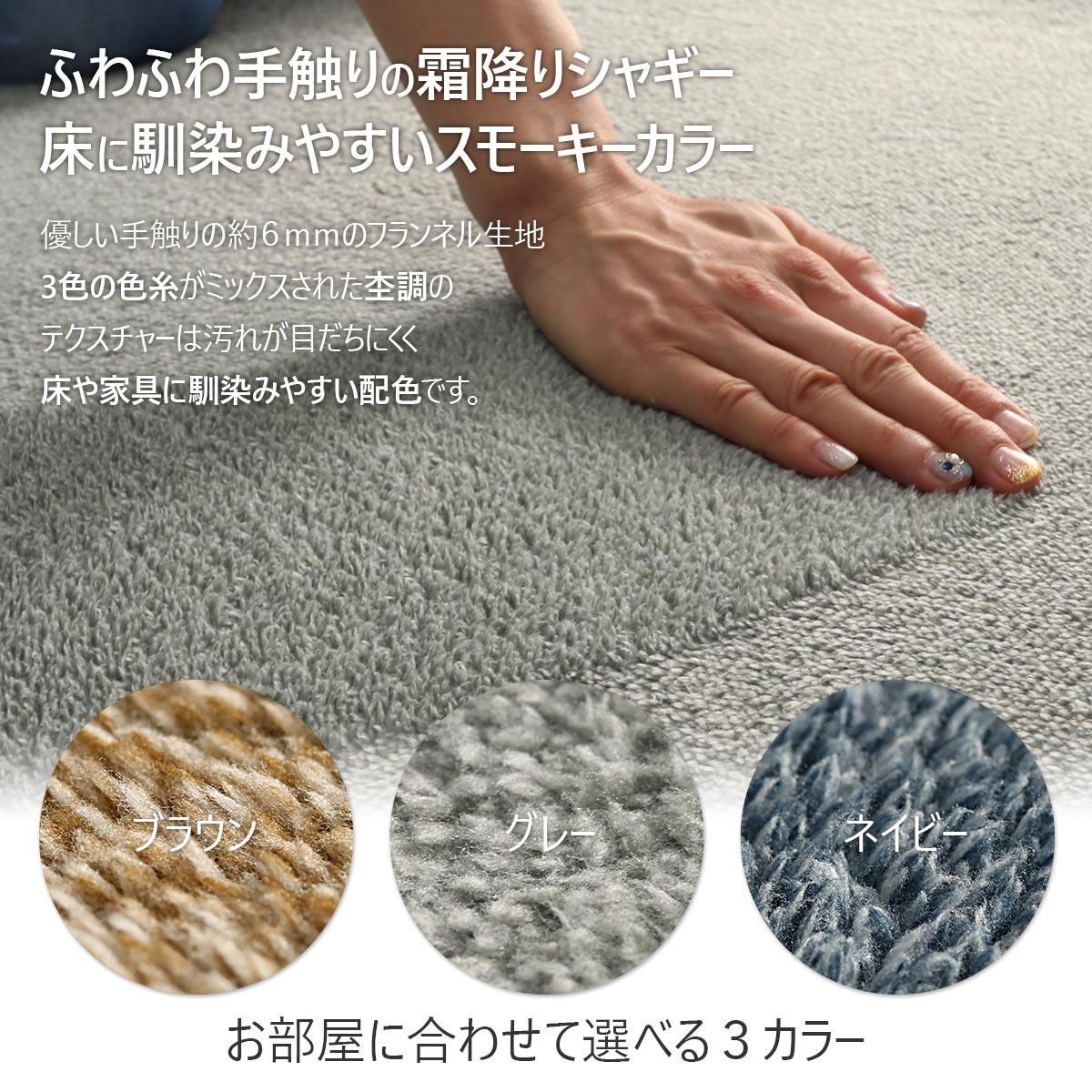 全厚30ｍｍのボリューム ふかふかふわふわ 撥水 防音のフランネルラグ フラル ネイビー ラグ カーペット通販 びっくりカーペット