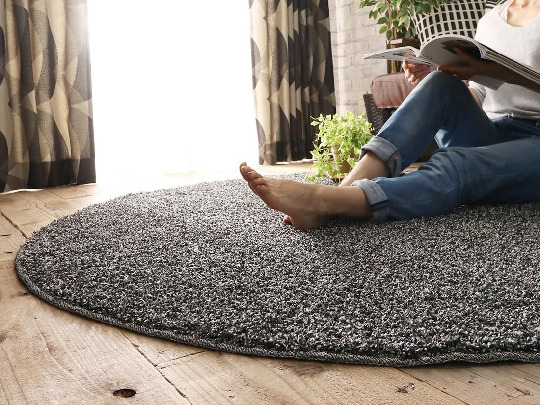 ツイストシャギーラグ　レーベン2　シルバー　130×185cm　新品未使用 当店オリジナル商品】手洗いで洗える。国産高機能ラグ『レーベン