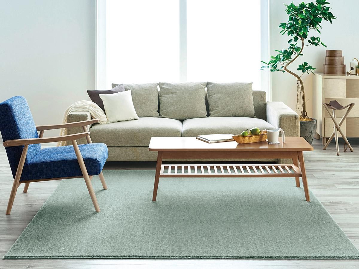 防ダニ・防音・防炎・日本製高機能ラグ『エグゼ ブルーグレー』- ラグ