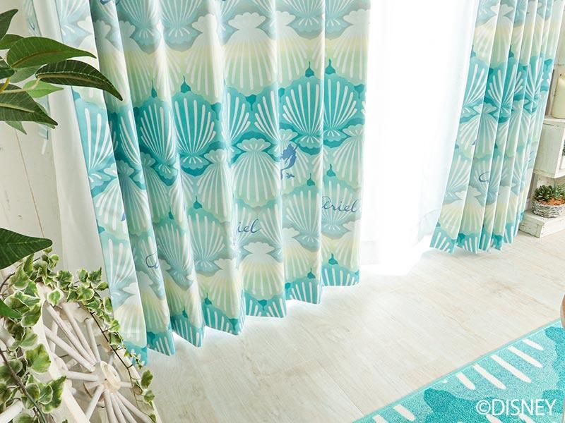 スミノエ リトルマーメイド カーテン 100cm×200cm ライトブルー 2枚