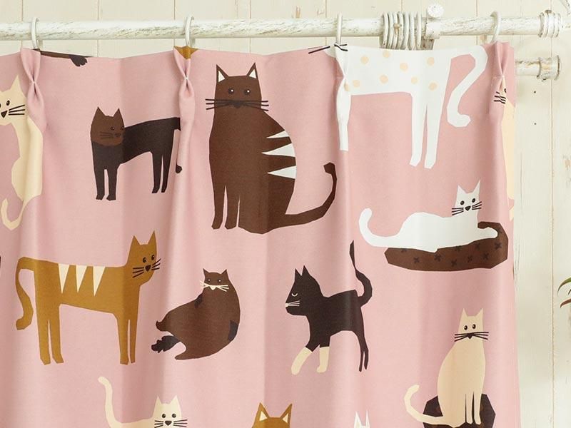 昭和レトロ カーテン 2枚 猫 かわいい ファンシー 希少品 未使用品