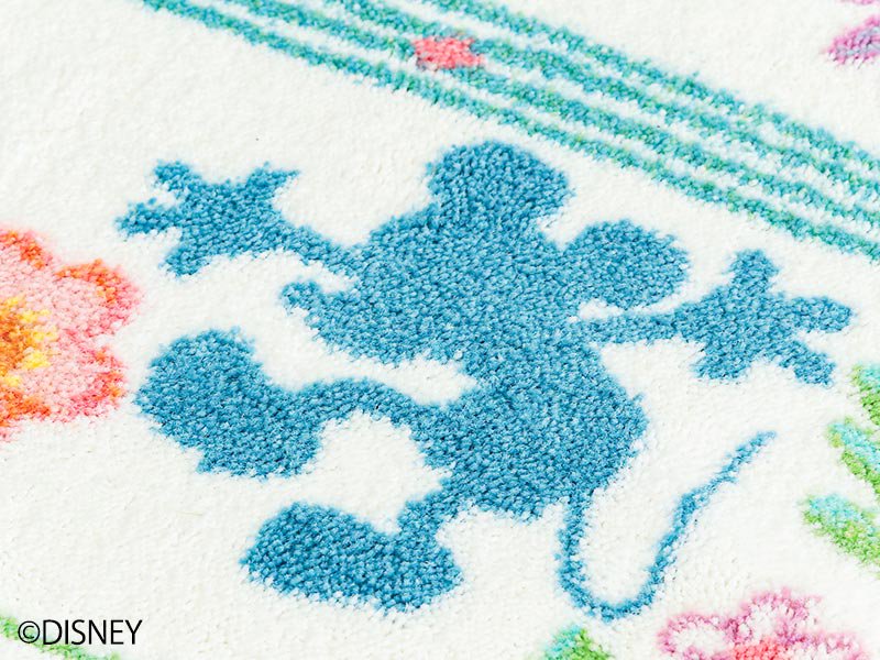 ディズニー お花とシルエットデザイン 防炎 耐熱加工付き ミッキー ワイルドグラスラグ ラグ カーペット通販 びっくりカーペット