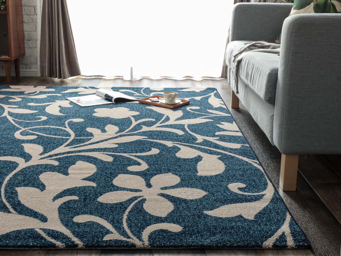 高密度のウィルトン織！気品漂う高級ラグ 『グランス ブルー』- ラグ