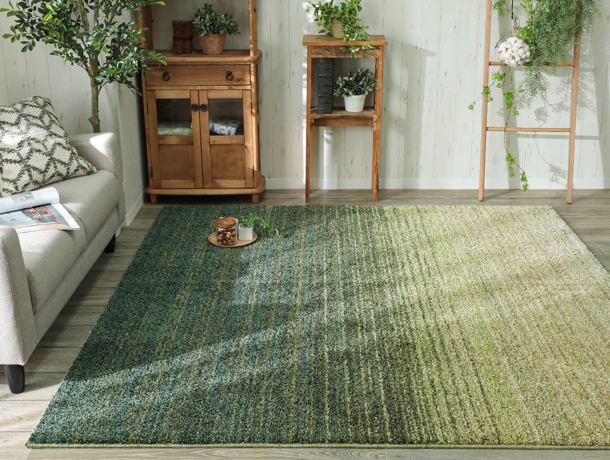 丈夫で長持ちするナイロン100％繊細な色彩のグラデーションラグ