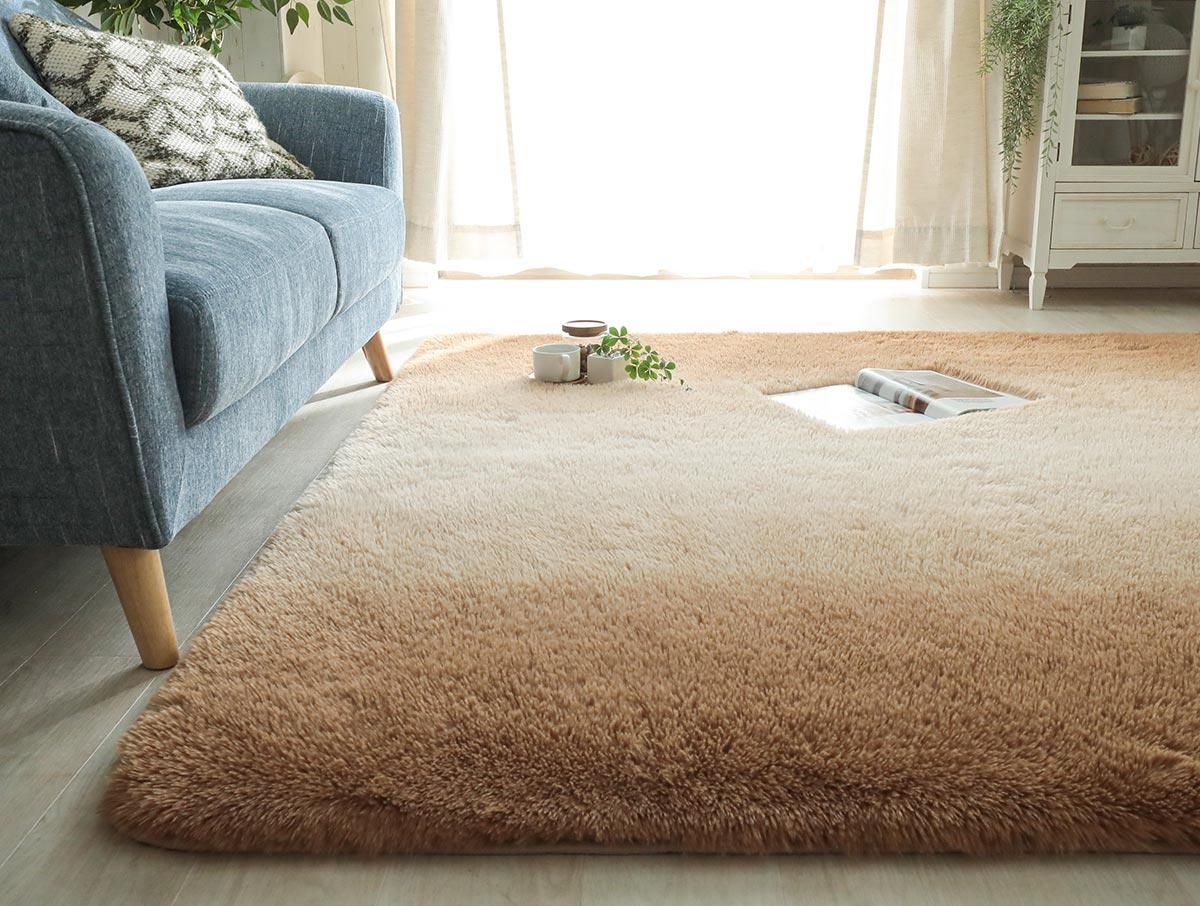 アウトレット 大人気のマイクロファイバーロングシャギーラグにグラデーションカラー新登場 ラディーン ベージュ