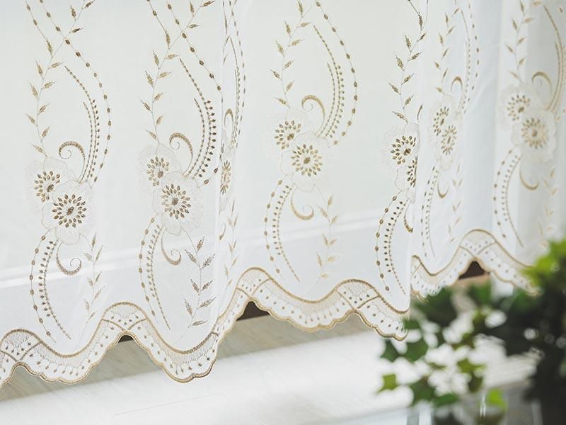 光沢のあるラメ糸刺繍のトルコ刺繍レースカーテン2枚組　約100×238cm 光沢のあるラメ糸刺繍のトルコ刺繍カフェカーテン＜1枚＞｜通販