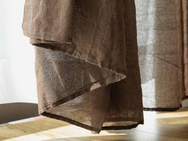 リネン風 ブラウン ドレープカーテン ナチュラル・ビンテージ】リネン