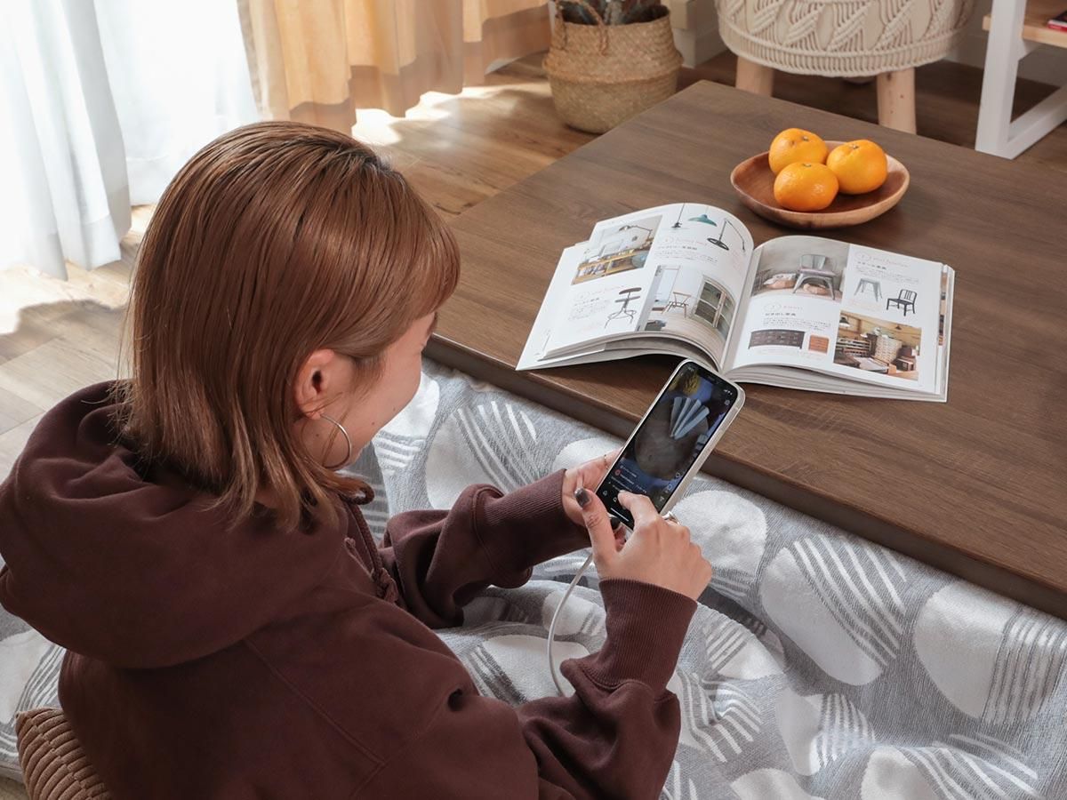 コンセント・USBポート付きスッキリボディのこたつテーブル