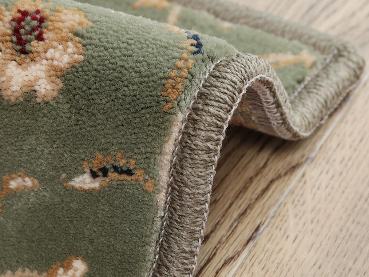 美品✨ピエールバルマン シェアードミンク 裏地総柄 グリーン系 デザイン◎ 100サイズ エレガントで優美な小花柄ウィルトン織カーペット