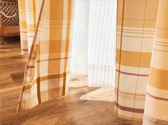 王道のチェック柄がかわいい！洗える非遮光カーテン 『チェラム