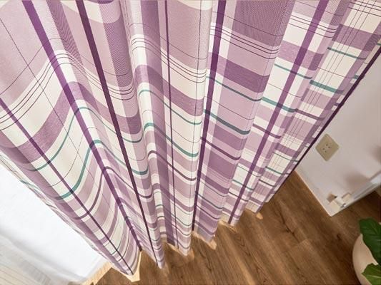 王道のチェック柄がかわいい！洗える非遮光カーテン 『チェラム