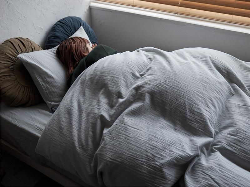 どんな空間でも合う落ち着いたカラーの洗いざらしコットン100％布団