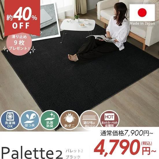 部屋ごとに敷いてカラーを楽しむ!一家に1枚欲しい万能ラグ『パレット2 ブラック』