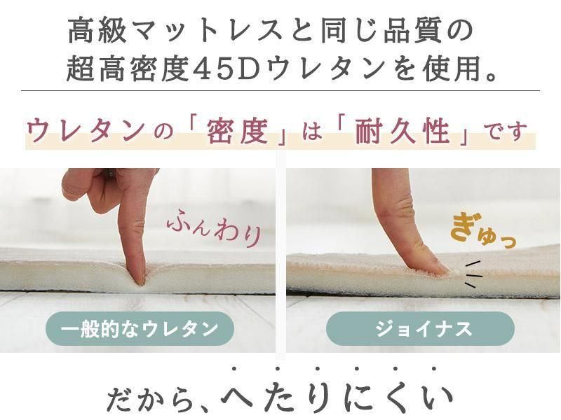 底つき感無し！45D高密度の高反発ウレタンでへたりにくい、防音はっ水