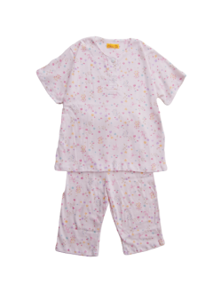 女の子 半袖 かぶり パジャマ<br>「鳥と花」<br>80-140<br><small>キッズサイズは別価格です</small><br>