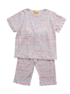 女の子 半袖 かぶり パジャマ「スケッチフラワー」<br>80-140<br><small>キッズサイズは別価格です</small><br>
