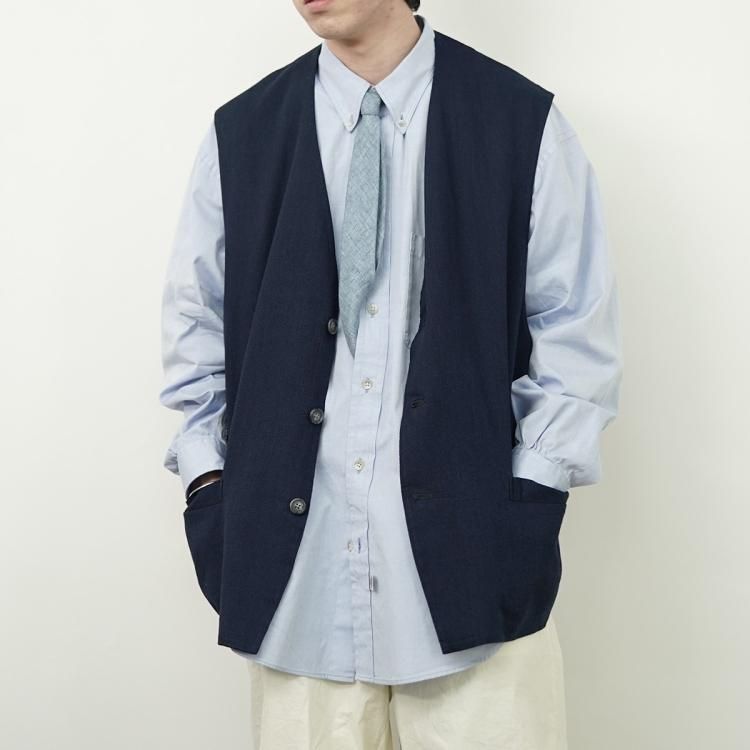 マービンポンティアックシャツメイカーズ Marvine Pontiak Shirt Makers ベスト Vest (Indigo Dobby)