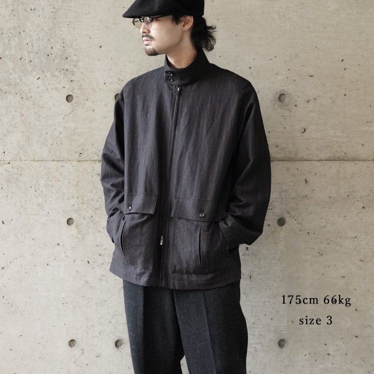 チルトザオーセンティックス tilt The authentics 23aw エクスクルーシブアイテム 別注 ジャケット  セミラグランハリントンジャケット Washed W/Li Stripe Semi Raglan Harrington Jacket