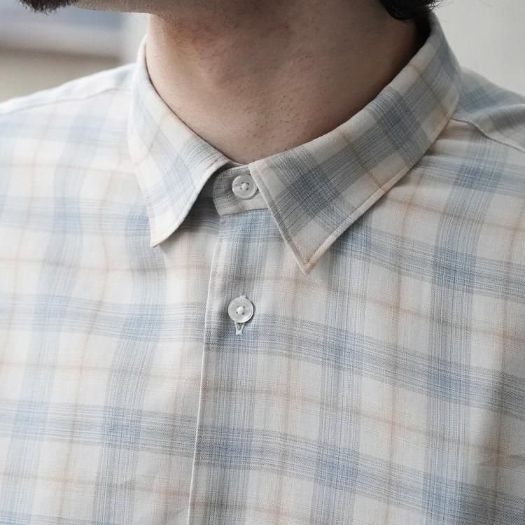 INTÉRIM】wool check open collar shirt