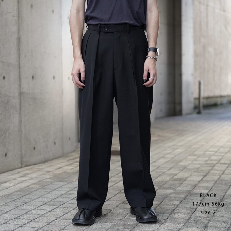 マーカウェア MARKAWARE 24aw ダブルプリーツドトラウザー サバイバルクロス DOUBLE PLEATED TROUSERS  (ORGANIC WOOL SURVIVAL CLOTH)