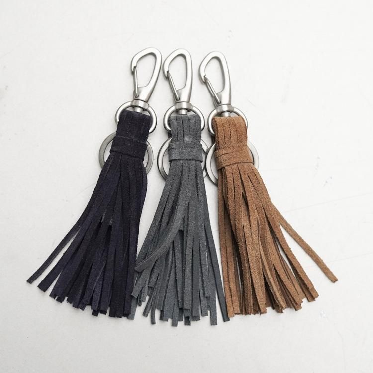 HOBO / COW LEATHER TASSEL KEY RING & BRASS U-LOCK KEY RING