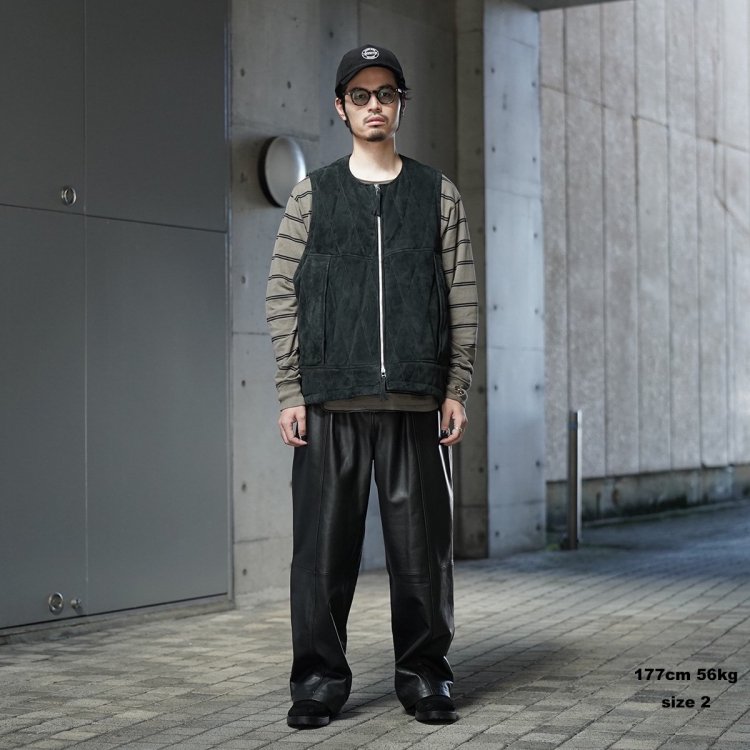 シーシーユー CCU 24aw キルテッドベスト カウレザー QUILTED VEST