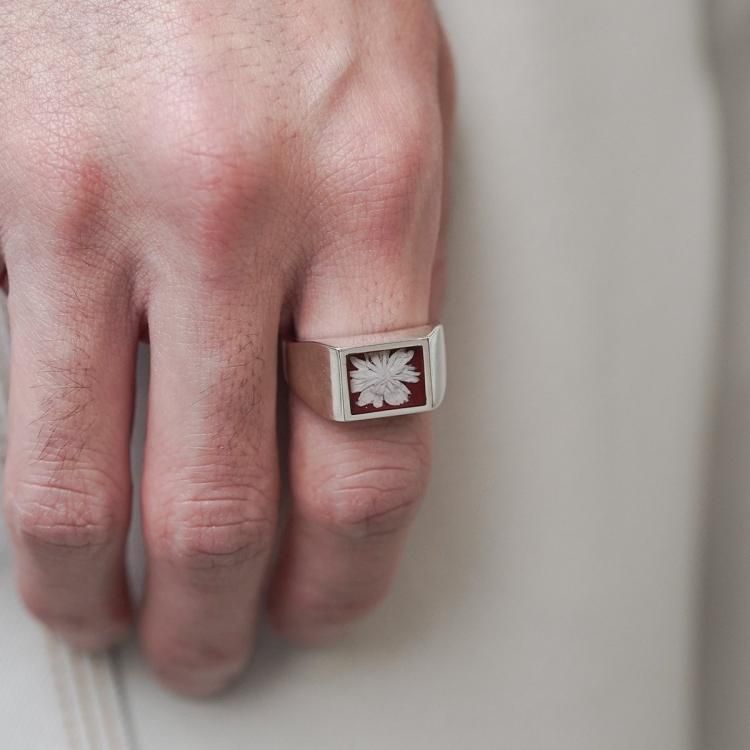 ショロジュエリー XOLO JEWELRY 25ss シグネットリングボルドー