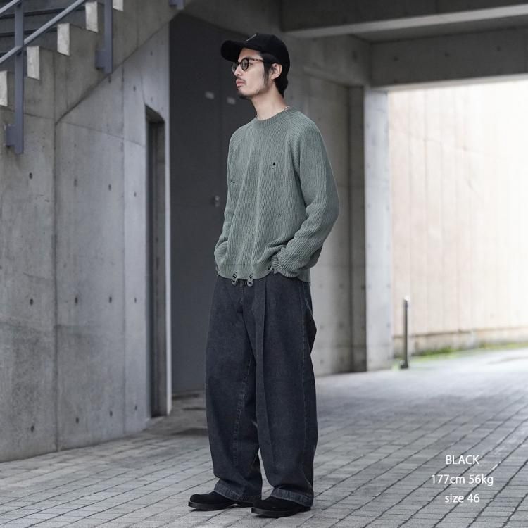ネオンサイン neonsign ワイドデニムスラックス ブラック ネオンサイン neonsign ワイドデニムスラックス ブラック