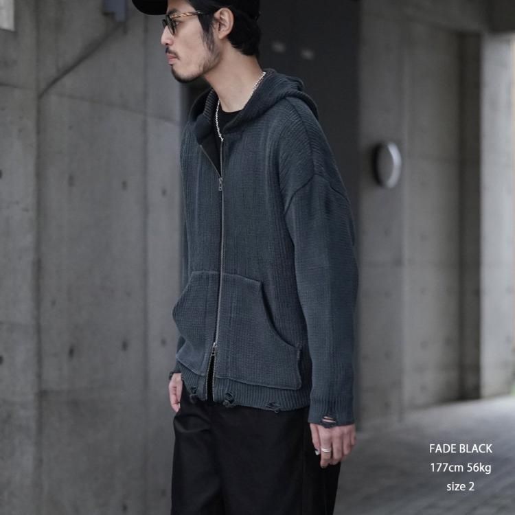 アンダー ANDER 24AW ウォーンニットジップフーディー WORN KNIT
