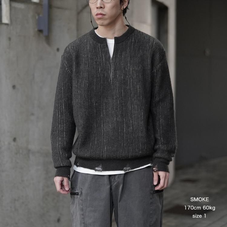 アンダー ANDER 24AW モヘヤジップクルー ニット セーター アンダー ANDER 24AW モヘヤジップクルー ニット セーター