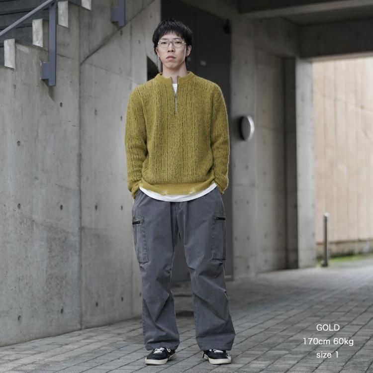 A_machine 24aw クローバーニット アンダー ANDER 24AW モヘヤジップクルー ニット セーター