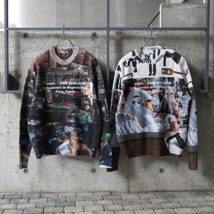 コッキ KHOKI 25ss カレッジプリントニット Collage printed knit コッキ KHOKI 25ss カレッジプリントニット Collage printed knit