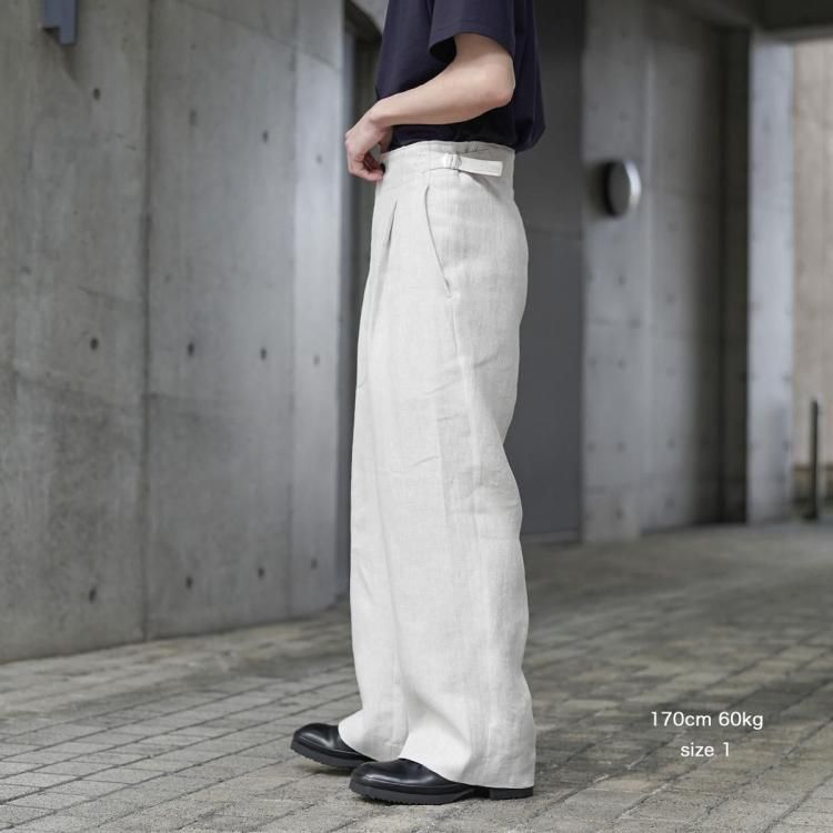 美品】ユハ　スラックス　ヘリンボーン リネン トラウザーズ　リネン100％　XL 美品】ユハ スラックス ヘリンボーン リネン トラウザーズ