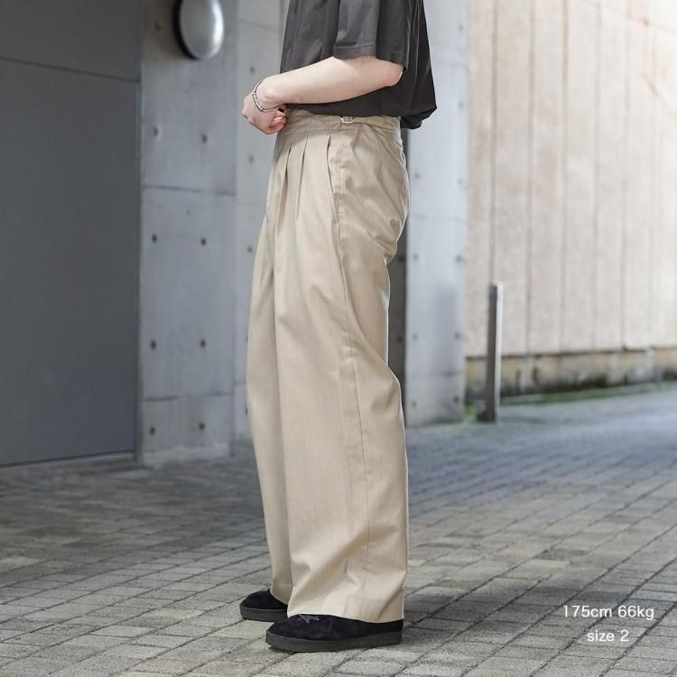 美品marka / マーカ 2タックトラウザー ウール モヘヤ ベージュ パンツ マーカ marka 25ss ツータックミリタリートラウザー TWO TUCK
