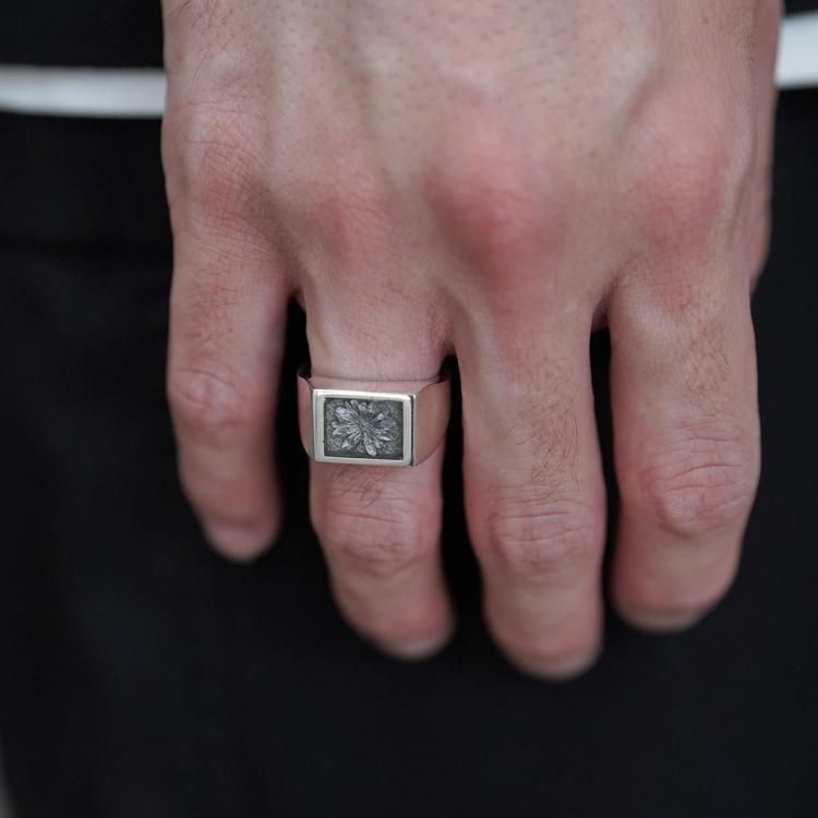 ショロジュエリー XOLO JEWELRY シグネットリングスティールグレー