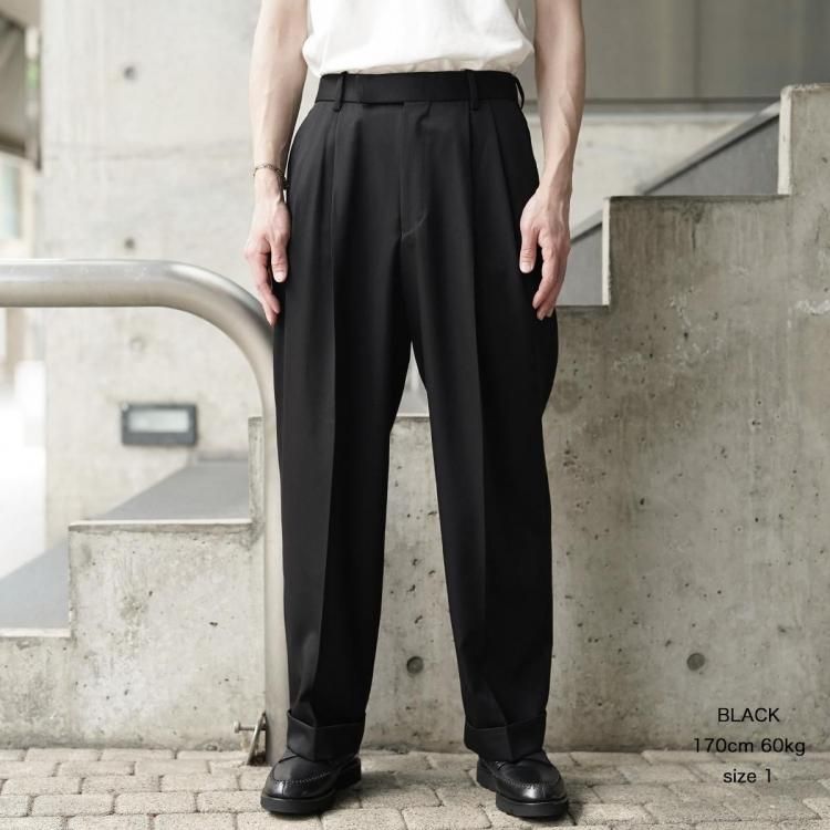 スーツ MARKAWARE WOOL GABARDINE WIDE TROUSERS MARKAWARE - SUPER 160's WOOL GABARDINE TRIPLE PLEATED WIDE