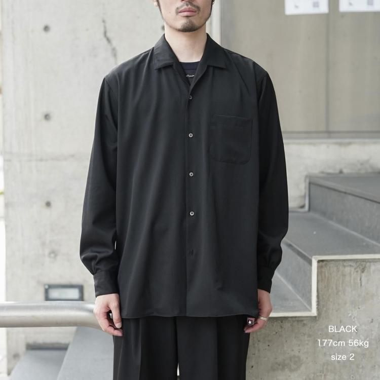 【新品】markaware 25AW イタリアンオープンカラーシャツBlack2 新品】markaware 25AW イタリアンオープンカラーシャツBlack2