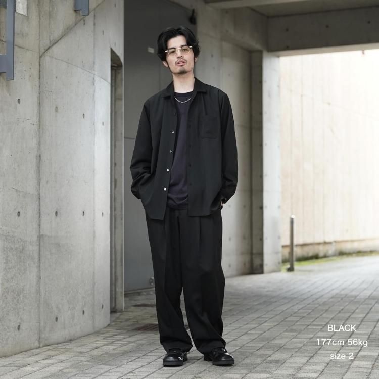 【新品】markaware 25AW イタリアンオープンカラーシャツBlack2 新品】markaware 25AW イタリアンオープンカラーシャツBlack2