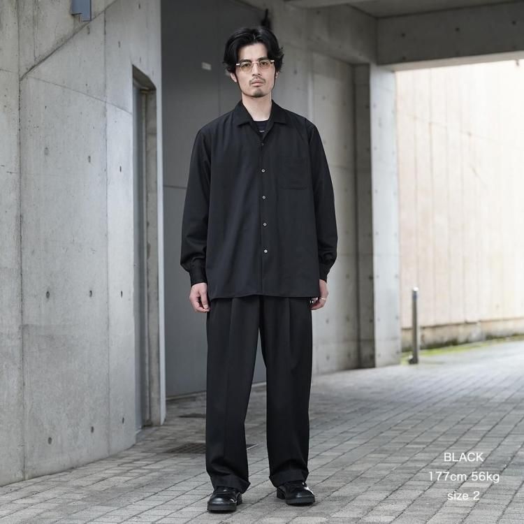 【新品】markaware 25AW イタリアンオープンカラーシャツBlack2 マーカウェア MARKAWARE 25aw イタリアンカラーオープンカラー