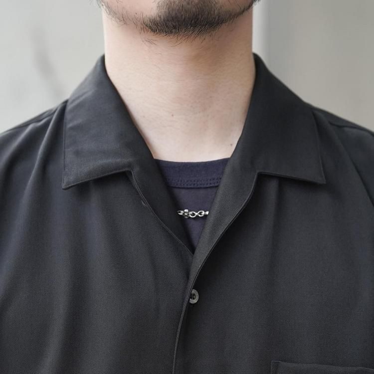 【新品】markaware 25AW イタリアンオープンカラーシャツBlack2 スーパー160's 防縮ウールオックスフォード / イタリアンカラー