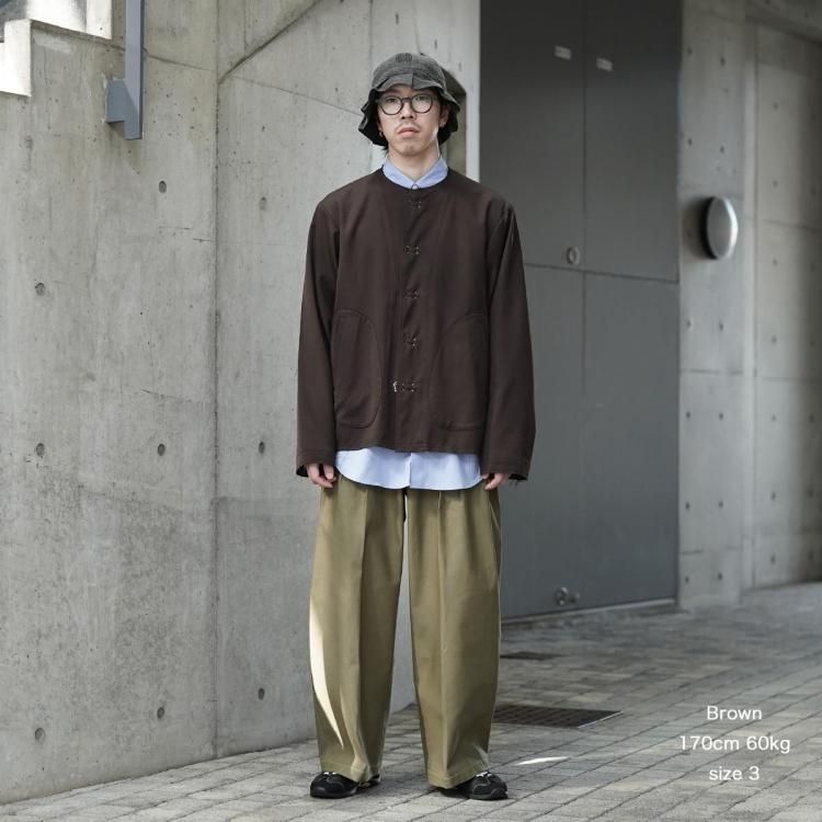 コッキ KHOKI 25aw ノーカラーウールギャバジンジャケット No-collar