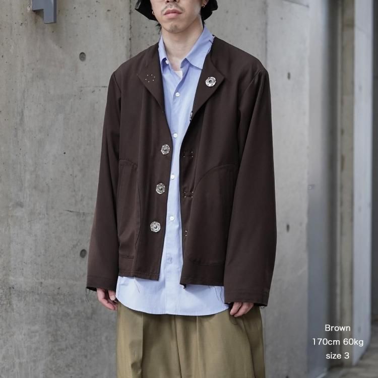 KHOKI No Collar Jacket サイズ2 ネイビー KHOKI】 No collar jacket ¥56,100(tax incl.) . 着用モデル